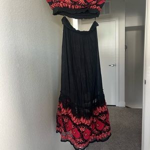 Free People Black and Red Maxi Dress 2 piece